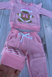 Christmas pink stripe gingerbread top & pant baby girls boutique set 2601117M