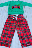 Chrismas truck & tree long sleeve top & pant unisex kids boutique set 2601121M