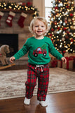 Chrismas truck & tree long sleeve top & pant unisex kids boutique set 2601121M