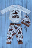 Western NEW TO THE rodeo CREW & pant & hat 3pc baby boutique sets 2601122M