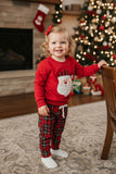 Chrismas Santa patch red long sleeve top & pant unisex kids boutique set 2601123M 8S7