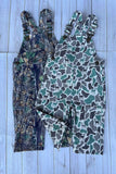 Western corduroy camo print adjustable boy's boutique overalls 2601124M