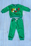 Chrismas LUCKY TREE embroidery top & pant unisex kids boutique set 2601126M 8S5