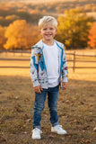 Western dinosaur print grey long sleeve hoody boy's boutique coat 2601128M 15S3
