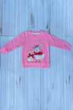 Christmas deer patch pink long sleeve girls boutique top 2601131M 9S7
