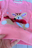 Christmas deer patch pink long sleeve girls boutique top 2601131M 9S7