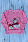 Christmas deer patch pink long sleeve girls boutique top 2601131M 9S7