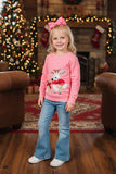 Christmas deer patch pink long sleeve girls boutique top 2601131M 9S7