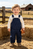 Western corduroy navy blue adjustable boy's boutique overalls 2601134M