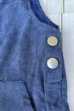 Western corduroy navy blue adjustable boy's boutique overalls 2601134M