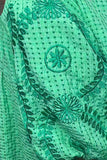 Southern Stitch Green embroidery puff short sleeves women blouse XCH16815