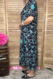 Southern Stitch Western jewels printed short sleeve women dress w/side slits XCH17103