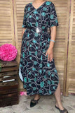Southern Stitch Western jewels printed short sleeve women dress w/side slits XCH17103