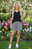 Southern Stitch Black short sleeve t-shirt & checkered shorts 2pc women's sets XCH17145
