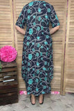 Southern Stitch Western jewels printed short sleeve women dress w/side slits XCH17103