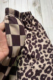 Mom and me Brown checkered & leopard wide leg girls pant XCH09010 A11S2
