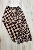 Mom and me Brown checkered & leopard wide leg girls pant XCH09010 A11S2
