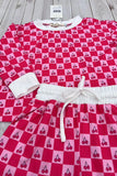 Checkered & Cherry printed long sleeve top & Shorts 2pc girls set XCH04053 A9S2