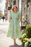 Southern Stitch Green floral printed maxi women dress w/belt GJQ17013