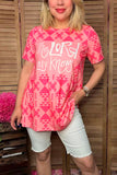 THE LORD ONLY KNOWS Pink Aztec printed short sleeve t-shirt XCH12301 GS11