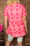 THE LORD ONLY KNOWS Pink Aztec printed short sleeve t-shirt XCH12301 GS11
