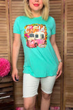 Cold Digger ice cream truck printed short sleeve women t-shirt DLH8384 (GS10)