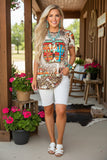 XCH0722-20 Leopard & cactus printed short sleeves t-shirt (GS8)