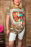 XCH0722-20 Leopard & cactus printed short sleeves t-shirt (GS8)