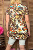 XCH0722-20 Leopard & cactus printed short sleeves t-shirt (GS8)