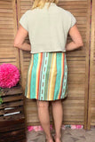 BQ14308 Serape printed women's skirt w/buttons IS23