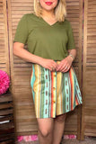 BQ14308 Serape printed women's skirt w/buttons IS23
