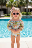 Floral printed girl 3pc girls swimsuits set DLH2334 A8S4