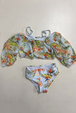 Floral printed girl 3pc girls swimsuits set DLH2334 A8S4