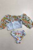Floral printed girl 3pc girls swimsuits set DLH2334 A8S4