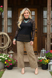 Southern Stitch black wave lace long sleeve women top XCH17072