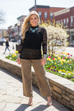 Southern Stitch black wave lace long sleeve women top XCH17072