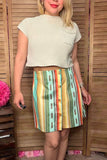 BQ14308 Serape printed women's skirt w/buttons IS23