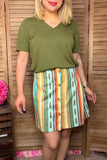BQ14308 Serape printed women's skirt w/buttons IS23