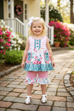 XCH0666-5H Pink striped & Floral printed top and shorts sets A3S1