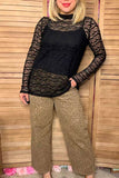 Southern Stitch black wave lace long sleeve women top XCH17072