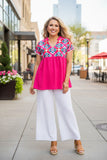 Diamond embroidery & hot pink women's top with/trim BQ15860 FFloor