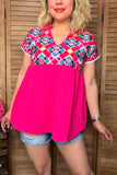 Diamond embroidery & hot pink women's top with/trim BQ15860 FFloor