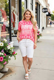 THE LORD ONLY KNOWS Pink Aztec printed short sleeve t-shirt XCH12301 GS11