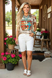 XCH0722-20 Leopard & cactus printed short sleeves t-shirt (GS8)
