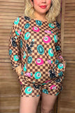 Southern Stitch Retro Billiards & checkered top & shorts 2pc women's sets XCH17043
