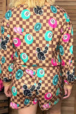 Southern Stitch Retro Billiards & checkered top & shorts 2pc women's sets XCH17043