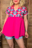 Diamond embroidery & hot pink women's top with/trim BQ15860 FFloor