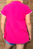 Diamond embroidery & hot pink women's top with/trim BQ15860 FFloor