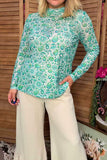 Southern Stitch Turquoise & Green paisley floral sheer women's top XCH17163 (IS6)