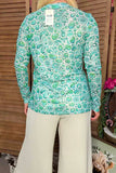 Southern Stitch Turquoise & Green paisley floral sheer women's top XCH17163 (IS6)